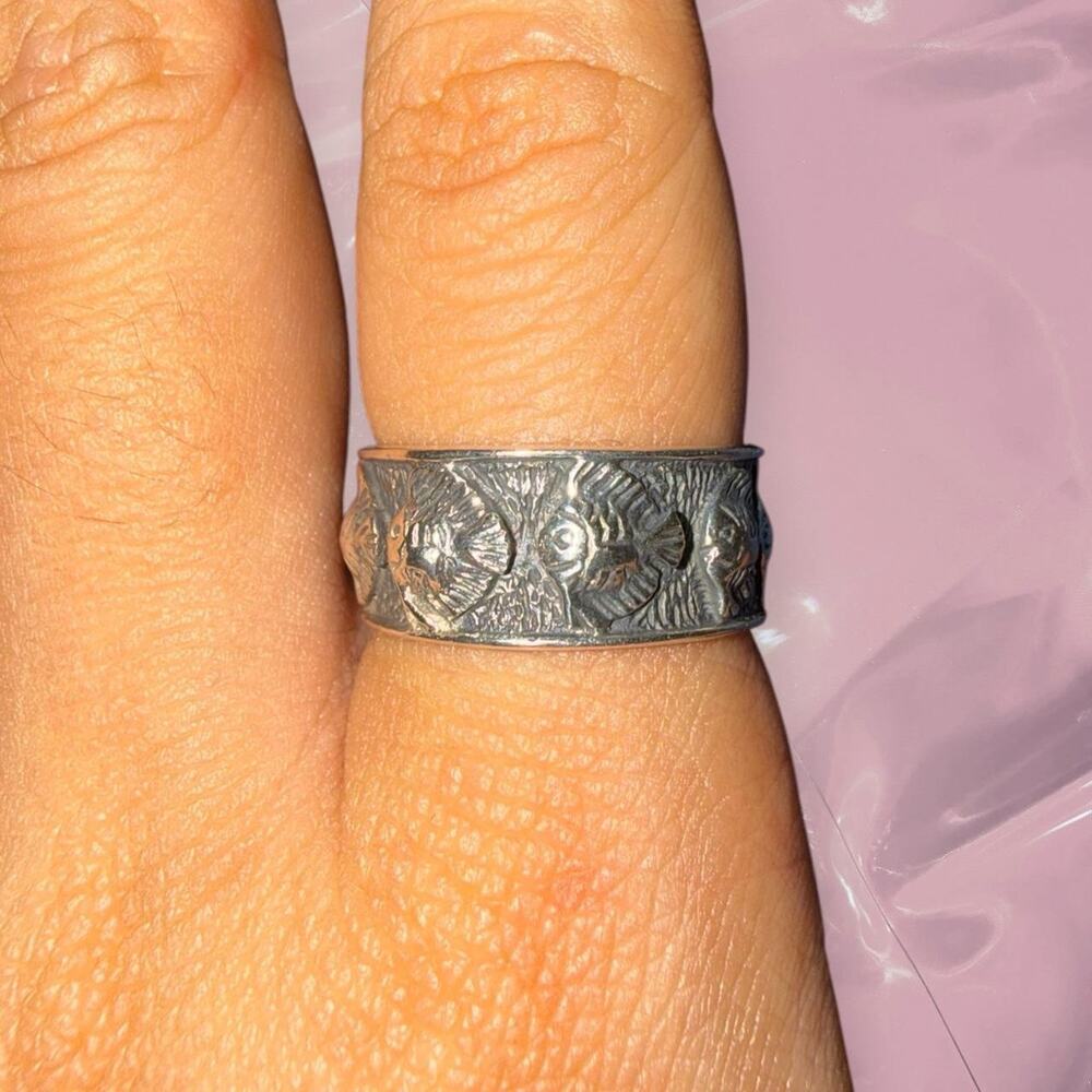 Vintage Boho Festival Tropical Fish 925 Sterling Silver Ring Size 8